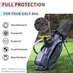 Waterproof Golf Club Rain Cover, Dustproof Zipper Hood, Portable Club Protector with Buckle for Outdoor Protection