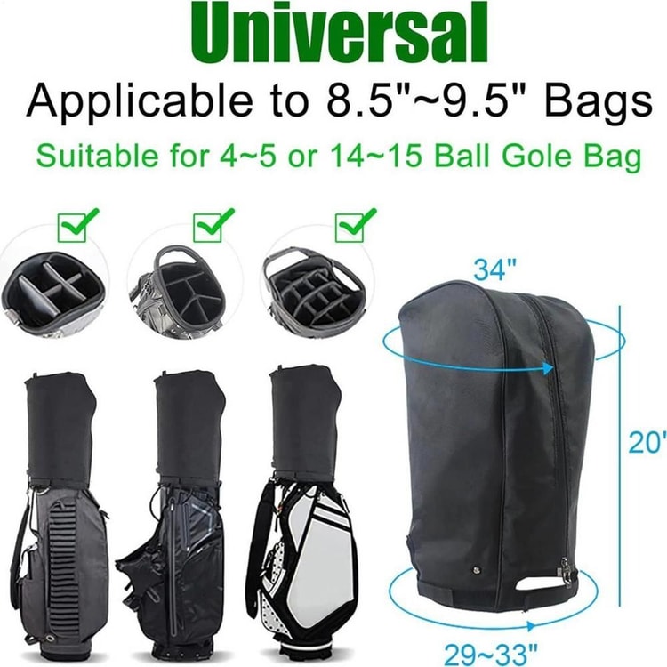 Waterproof Golf Club Rain Cover, Dustproof Zipper Hood, Portable Club Protector with Buckle for Outdoor Protection